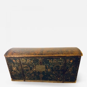 Original Painted Dowry Chest Trunk or Luggage, Dated 1840