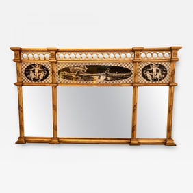 Neoclassical Style Verre Églomisé Overmantel or Console Mirror