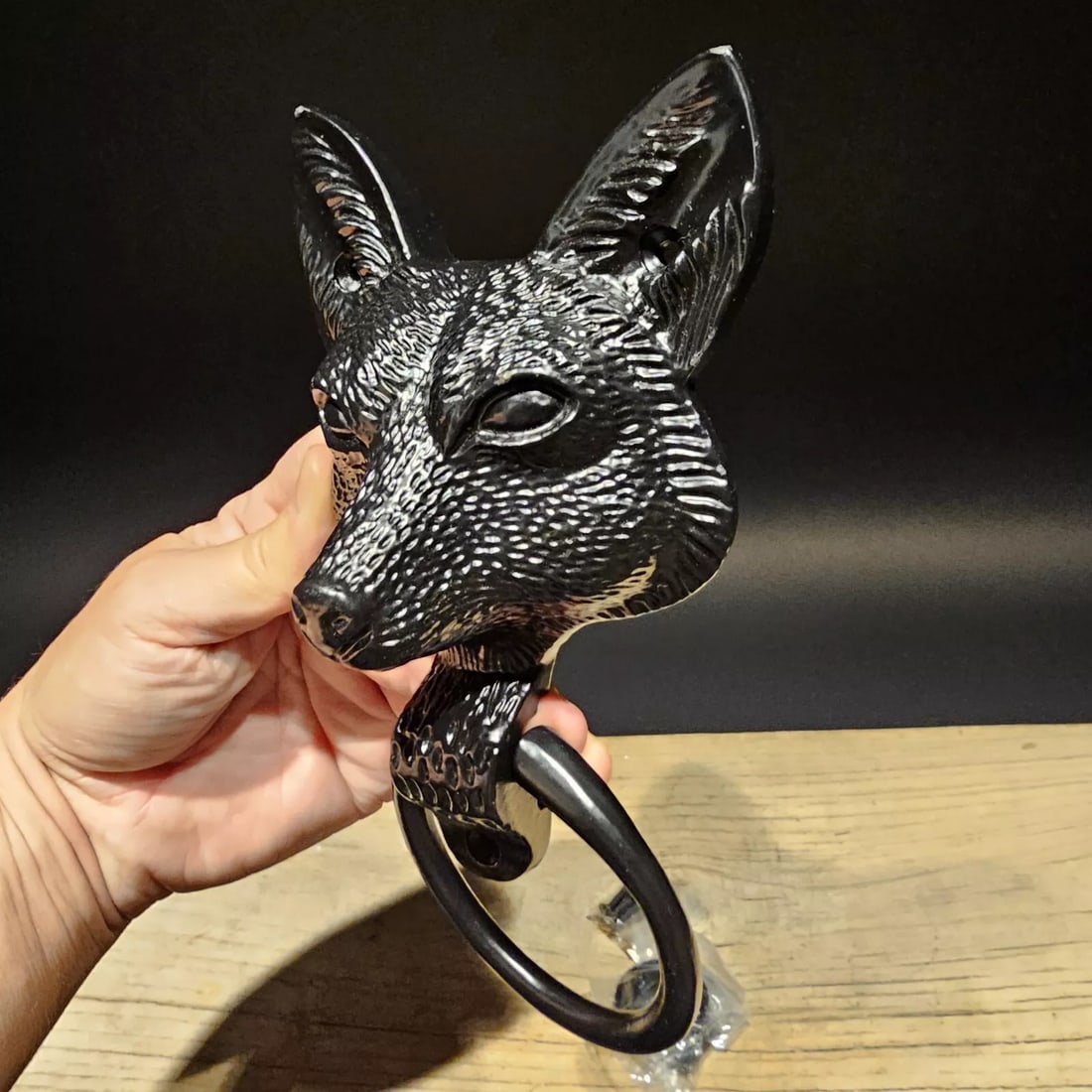 Black Cast Iron FOX Head DOOR KNOCKER Hardware (1 of 13)