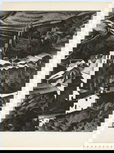 Alexander Kanoldt original lithograph "Klausen in Tirol": Medium: original lithograph. This striking lithograph was printed in 1922 for Genius. The image size is 11 1/4 x 9 1/4 inches (285 x 235 mm). This original Alexander Kanoldt lithograph is from GENIUS: