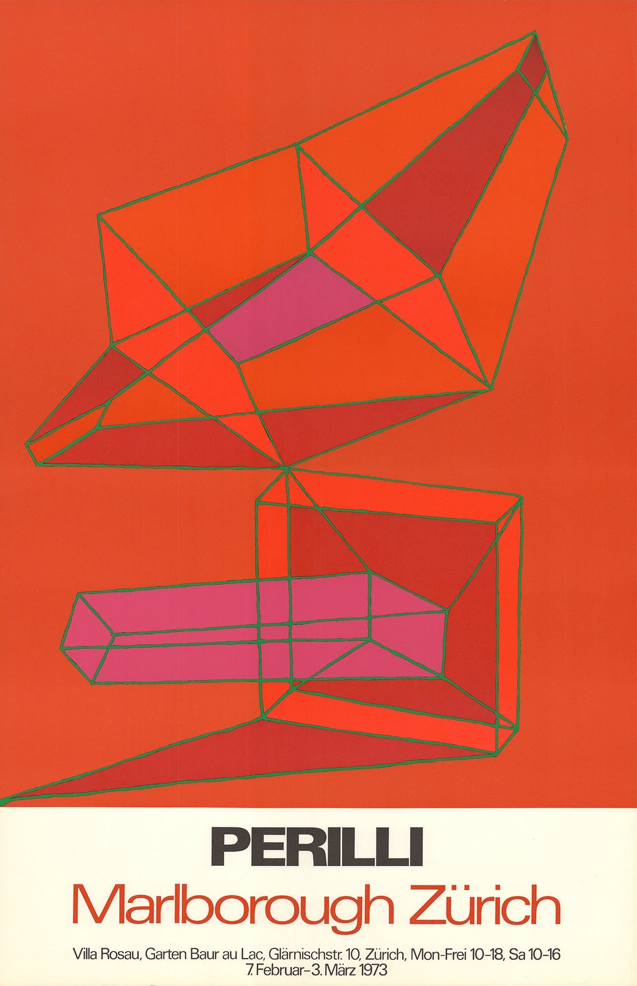 Achille Perilli - Marlborough Zurich - 1973 Lithograph 30.25" x 19.75": Marlborough Zurich by Achille Perilli, 1973 Unsigned Lithograph. Paper size is 30.25 x 19.75 inches, with an image size of 24.75 x 19.75 inches. The Lithograph is from an unknown edition size. and is