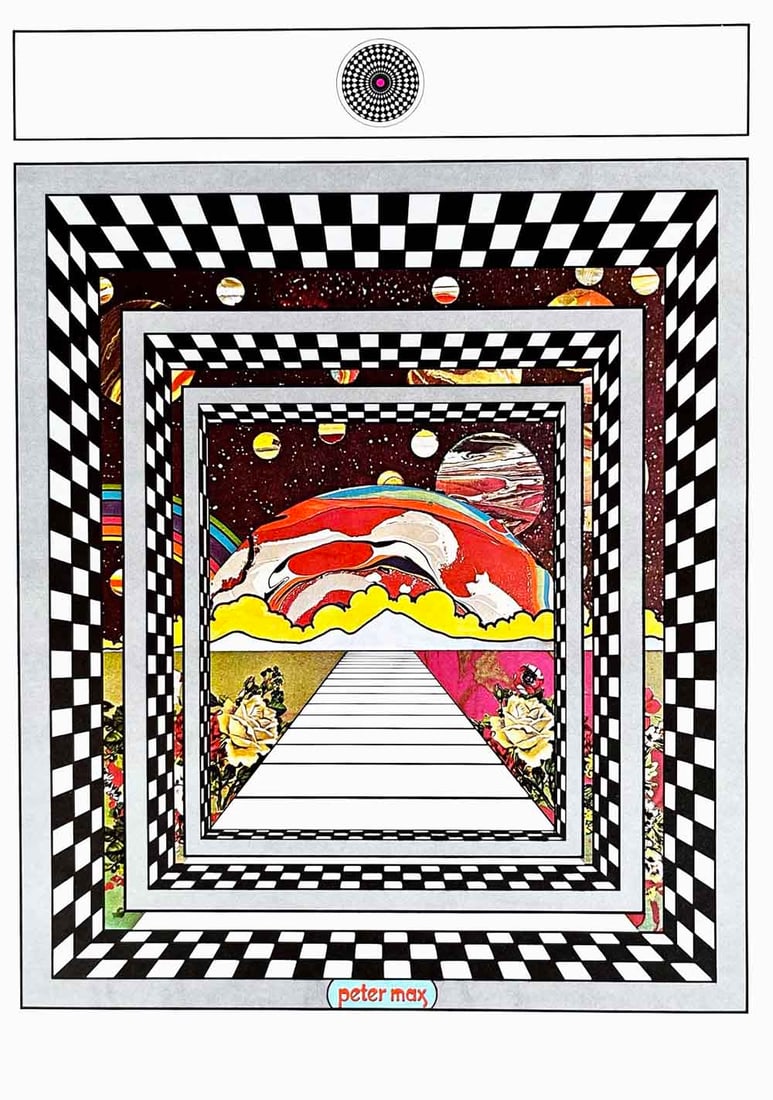 Peter Max Pop Art Poster 14 Cosmic window 1970: Artist: Peter Max Country: Germany / USA Title: Cosmic window Medium: Offset Paper Size: 16.5 x 11 inch Marks: Not signed not numbered Published: 1970 Peter Max Poster Corp. Provenance: Peter Ma