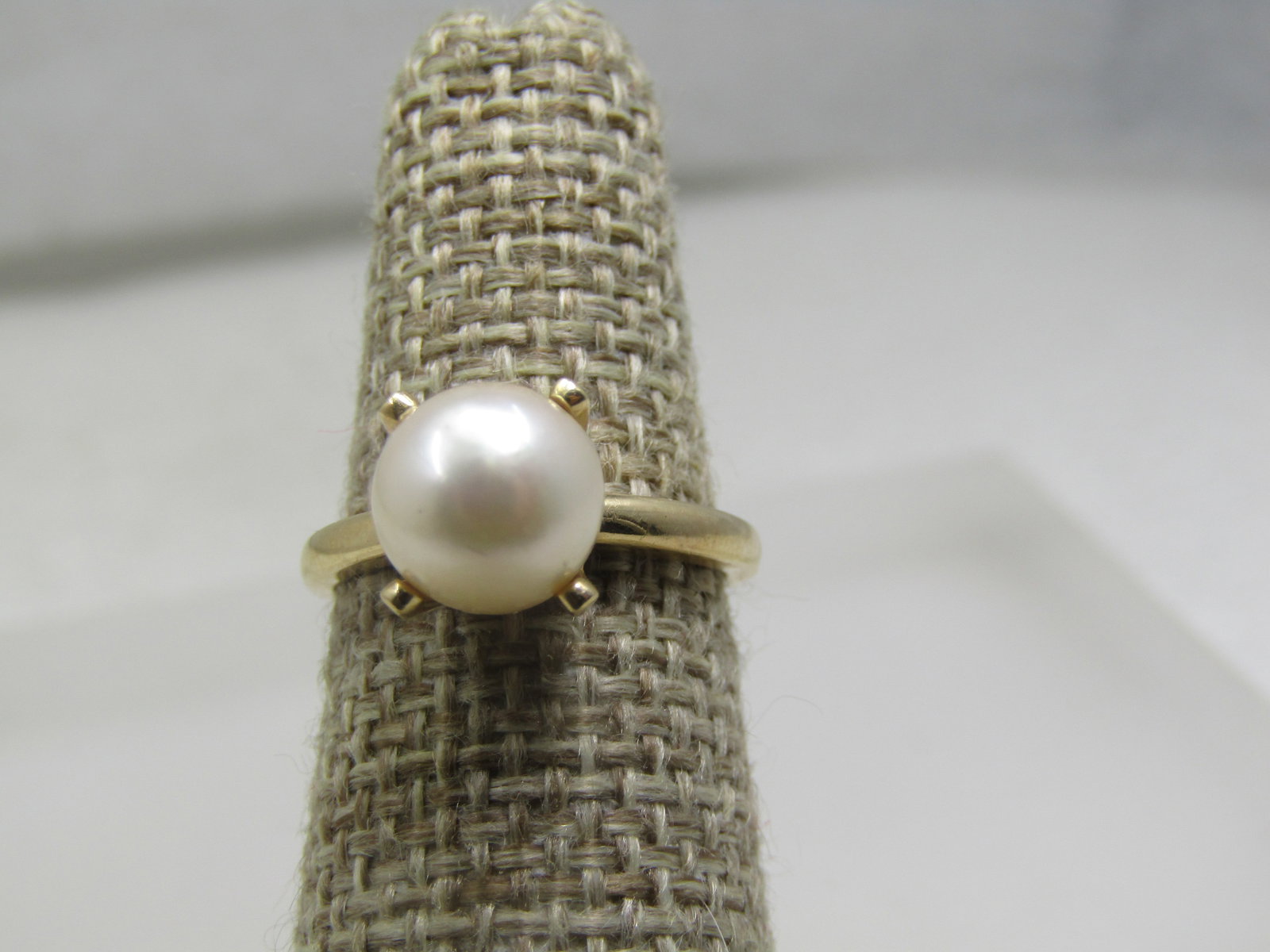 Vintage 14kt Pearl Ring, Signed Baum F, Sz. 5.75. (1 of 8)
