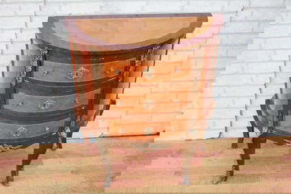 French Louis XVI Style 3 Drawer Marquetry Brass Ormolu Commode Cabinet