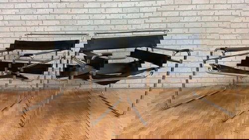 Mid Century Modern Wassily Armchair Attributed to Marcel Breuer - Pair