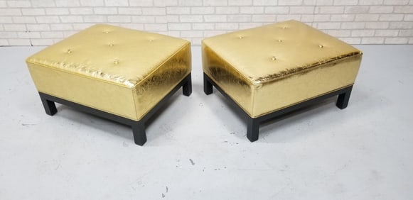 Hollywood Regency Christian Liaigre Style Ottomans Stools Newly Upholstered - Pair