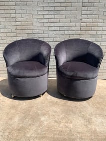 Mid Century Modern Barrel Back Chairs - Pair