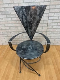 Metal Side Chair with Triangle Back and Round Seat