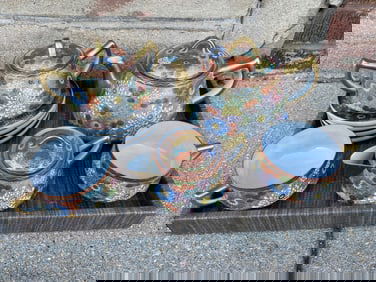 Vintage Japanese Kutani Hand Painted Porcelain Tea Service Set