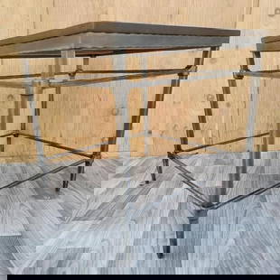Rustic Vida Reclaimed Cocktail/Side Table by Ethan Allen: Vintage from before 2000 Depth: 26 inches Height: 24.5 inches Width: 26 inches Rustic Vida Reclaimed Wood Top with Metal Base Cocktail/Side Table by Ethan Allen Rustic, industrial vintage Vida cocktai