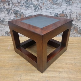 Antique Shanxi Province Elm Side Table with Stone Top