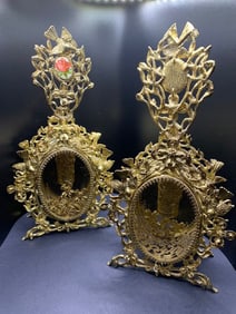 Hollywood Regency Gilt Ormolu Perfume Bottles - Set of 2