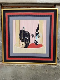 Vintage Framed L 'Opera Signed Silk Scarf By Erte
