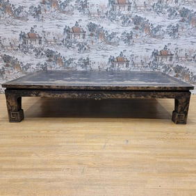 Exquisite Handcrafted Elm Wood Coffee Table Repurposed from a Traditional Chinese Bed
