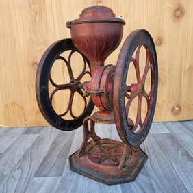 Antique Red Cast Iron Star Mill Co. Philadelphia No. 7 Coffee Grinder