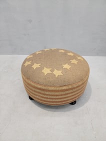Vintage Rustic Betsy Ross Recycled Kilim American Flag Ottoman