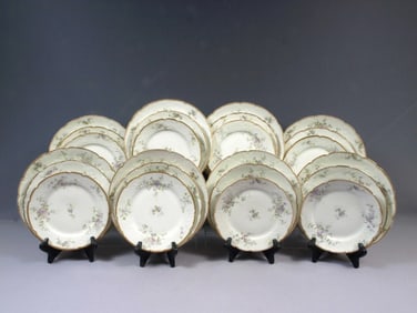 Limoges France Pink CH Field Haviland GDA DINNER SET Plates Purple Flowers