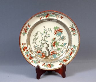 Spode COPELAND Indian Tree Green Rust Cabinet Plate Victorian c.1860 Antique