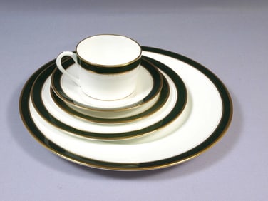 Coalport NORFOLK Green 5 Pc Place setting Set Dinner Plate Bread Salad England