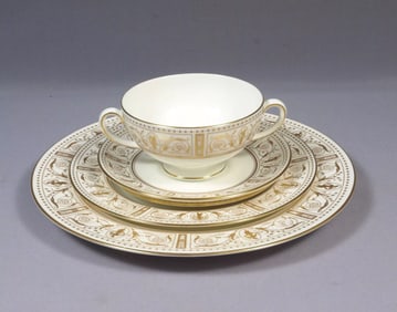 Wedgwood GOLD GRECIAN PLACE SETTING Dinner Salad Bread Plate Bowl England