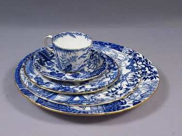 Royal Crown Derby Blue Mikado PLACE SETTING Plate Coffee Tea cup England