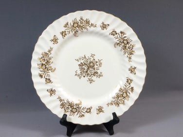 Minton MARLOW GOLD ROSE Flowers DINNER Plate H5017 Swirl Rim Gold Edge