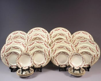 Royal Worcester Pink FERNCROFT DINNER SET England Bread Salad Plates Bowls