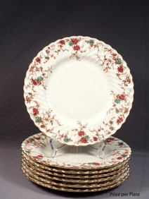 Minton ANCESTRAL Dinner Plate S376 England Raised flowers pink blue