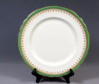 Aynsley DURHAM Green Gold DINNER Plate England Scalloped