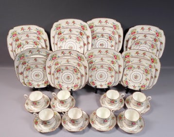 Royal Albert Petit Point Bone China Dinner Set for 8 Salad Bread Plate Cup