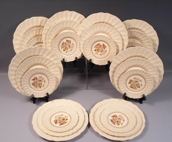 Royal Doulton GRANTHAM FULL SET for 8 Dinner Bread Salad Plates Roses 5477