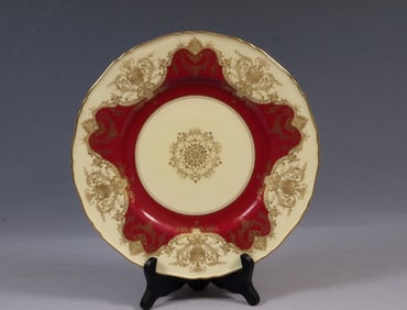 Royal Worcester Red Gold Scrolls Urns DINER Plate England Antique
