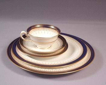 Copeland Spode Place Setting Dinner Salad Plate Cobalt Blue Gold R7469 England