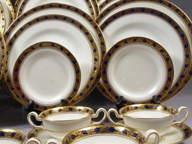 Copeland Spode China DINNER SET Plates Soup Bowls 1910-1916 Cobalt Blue R3943