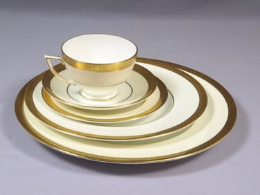 MINTON WESTMINSTER K154 GOLD Encrusted Place Setting Plate Cup Bread Dinner