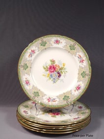 Shelley Georgian Green Dinner Plate 13360 Gold Trim Signed H.Parode England