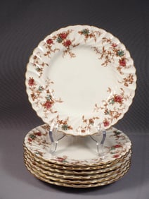 Minton ANCESTRAL Luncheon Salad Plate S376 England Raised flowers pink blue
