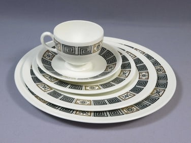 Wedgwood ASIA Black PLACE Setting Dinner Salad Cup Bread Plate England R4288