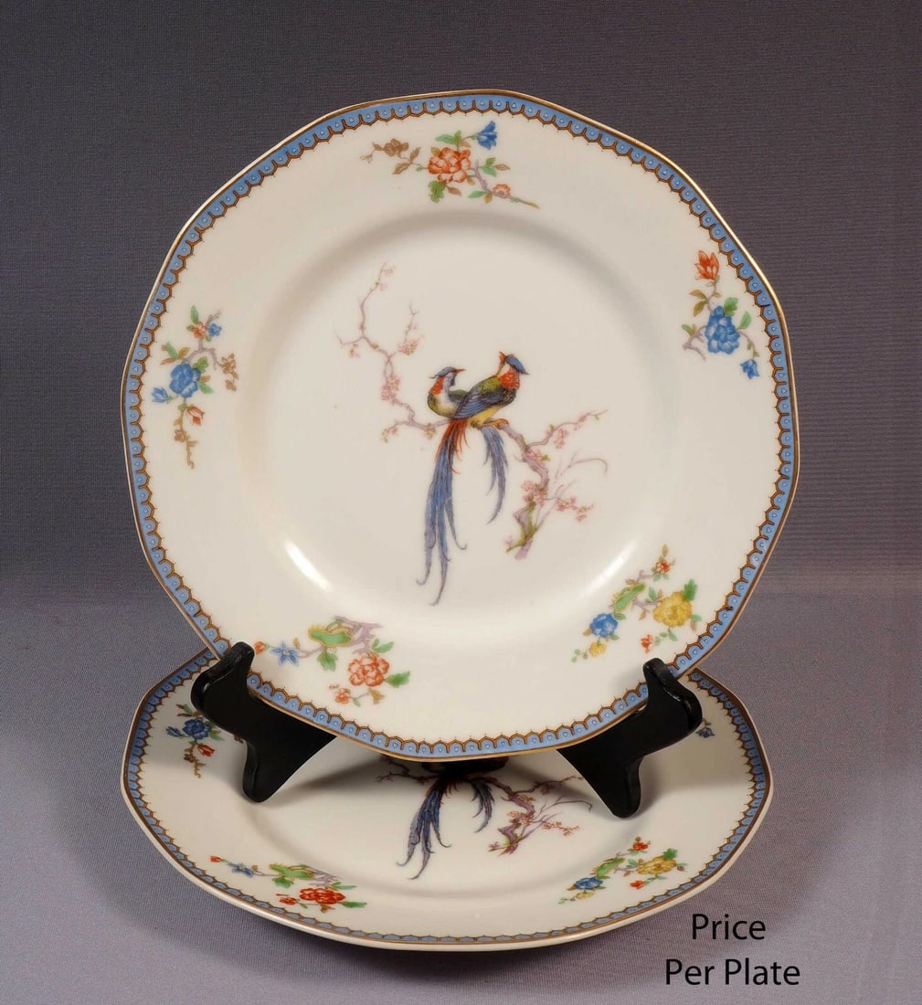 Limoges France HAVILAND PARADISE Dinner Plate Vintage Blue red Birds (1 of 4)