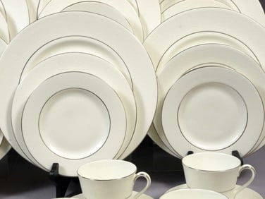 Royal Doulton Lace Point DINNER SET Salad Bread Plate cup Silver H5000