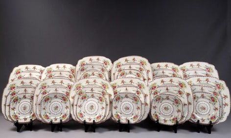 Royal Albert Petit Point Bone China Dinner Set for 12 Salad Bread Plates England
