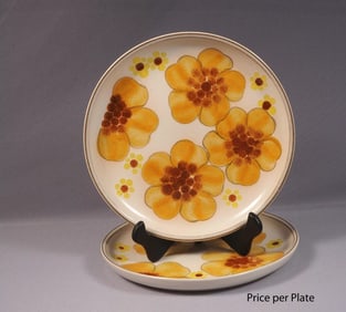 Vintage Denby Minstrel White DINNER Plate England Yellow Stoneware Oven Safe