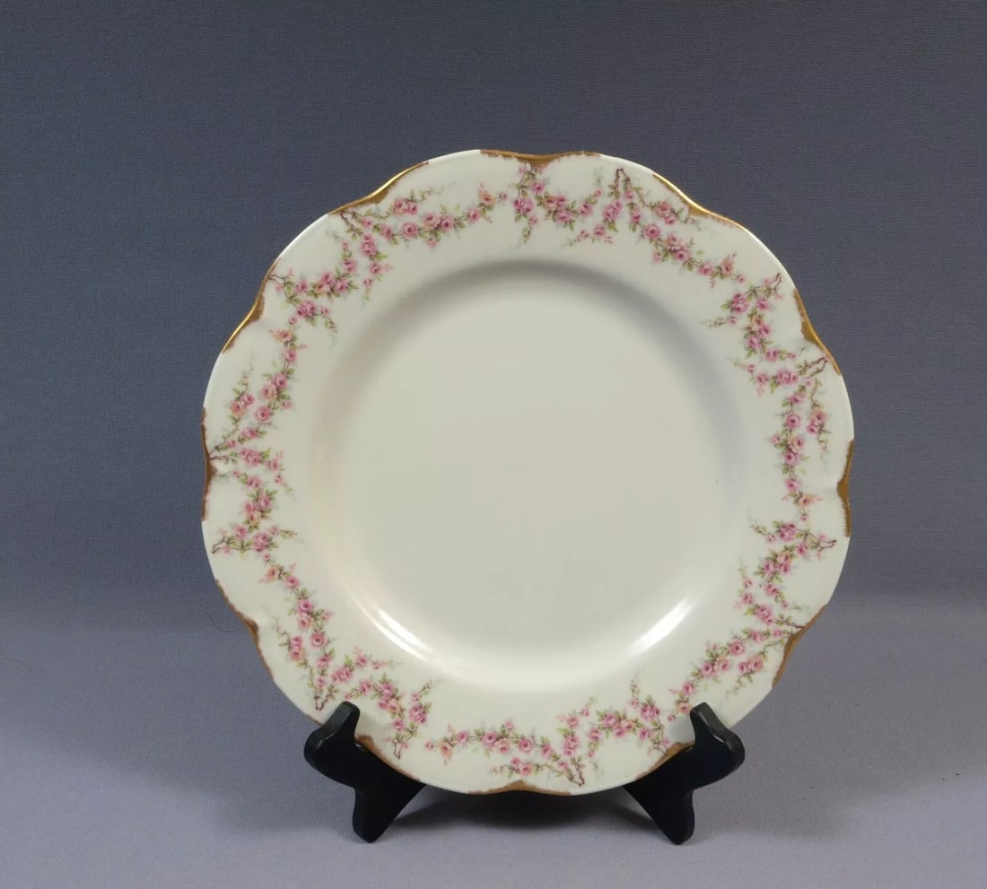 Limoges Haviland Varenne New York Dinner Plate Pink Rose Swags Gold (1 of 4)