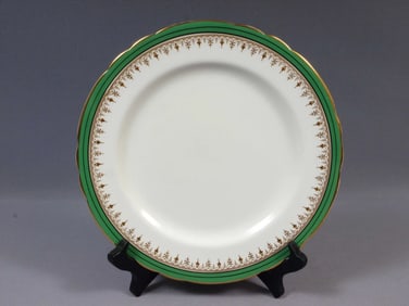 Aynsley DURHAM Green Gold Luncheon Salad Plate England Scalloped