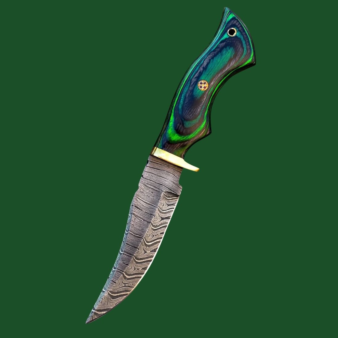 Minted Damascus Steel Knife Swirled Wood Handle (1 of 3)