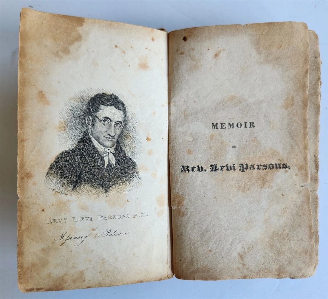 1824 FIRST US MISSION to PALESTINE antique MEMOIR of REV. LEVI PARSONS Americana (1 of 6)