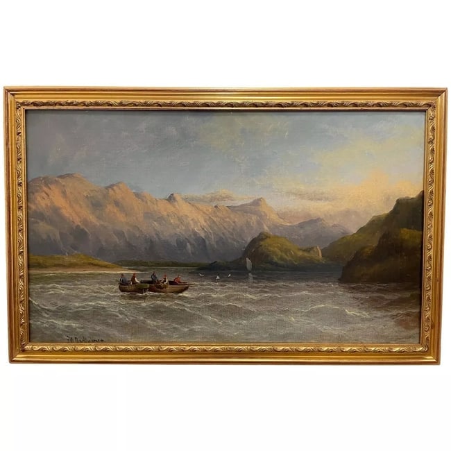 19th Century Oil Painting Scottish Highlands Loch Lomond Signed F W Bartholomew (1 of 1)