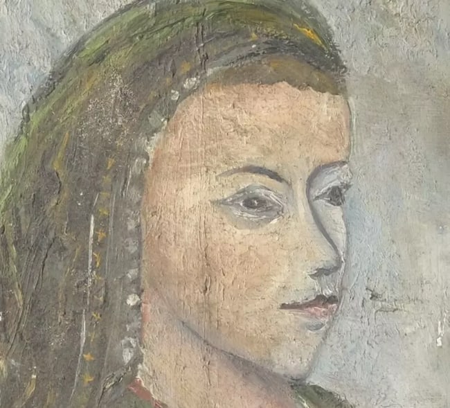 Antique Original Painting Expressionist Woman Profile, Portrait: DescriptionTitle: Antique Original Painting Expressionist Woman Profile, PortraitDescription: Oil on cardboard30 x 20 cmunsignedlabel in German on the backneed to be cleaned upReserve: $200.00Shipping