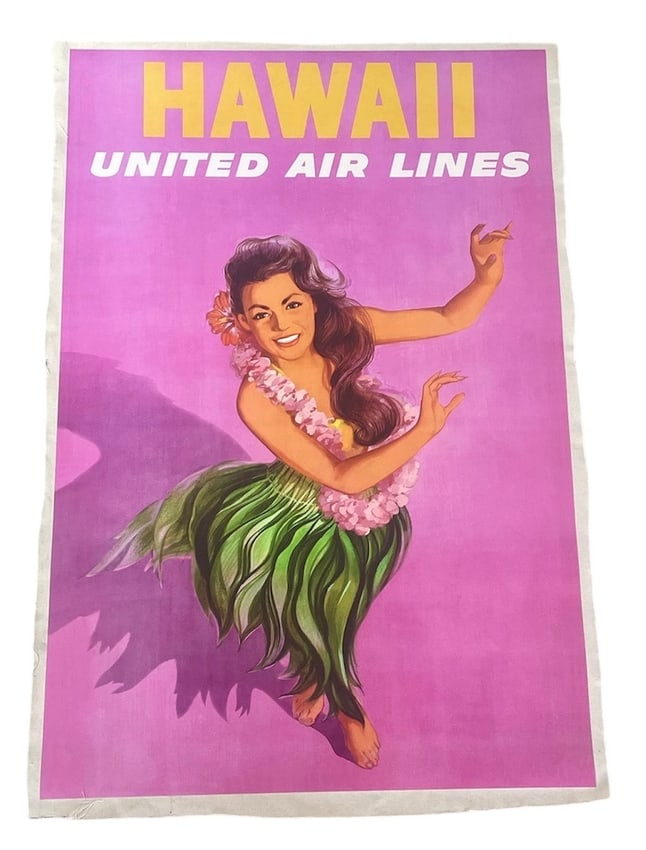 United Airlines Hawaii Vintage poster on Linen (1 of 1)