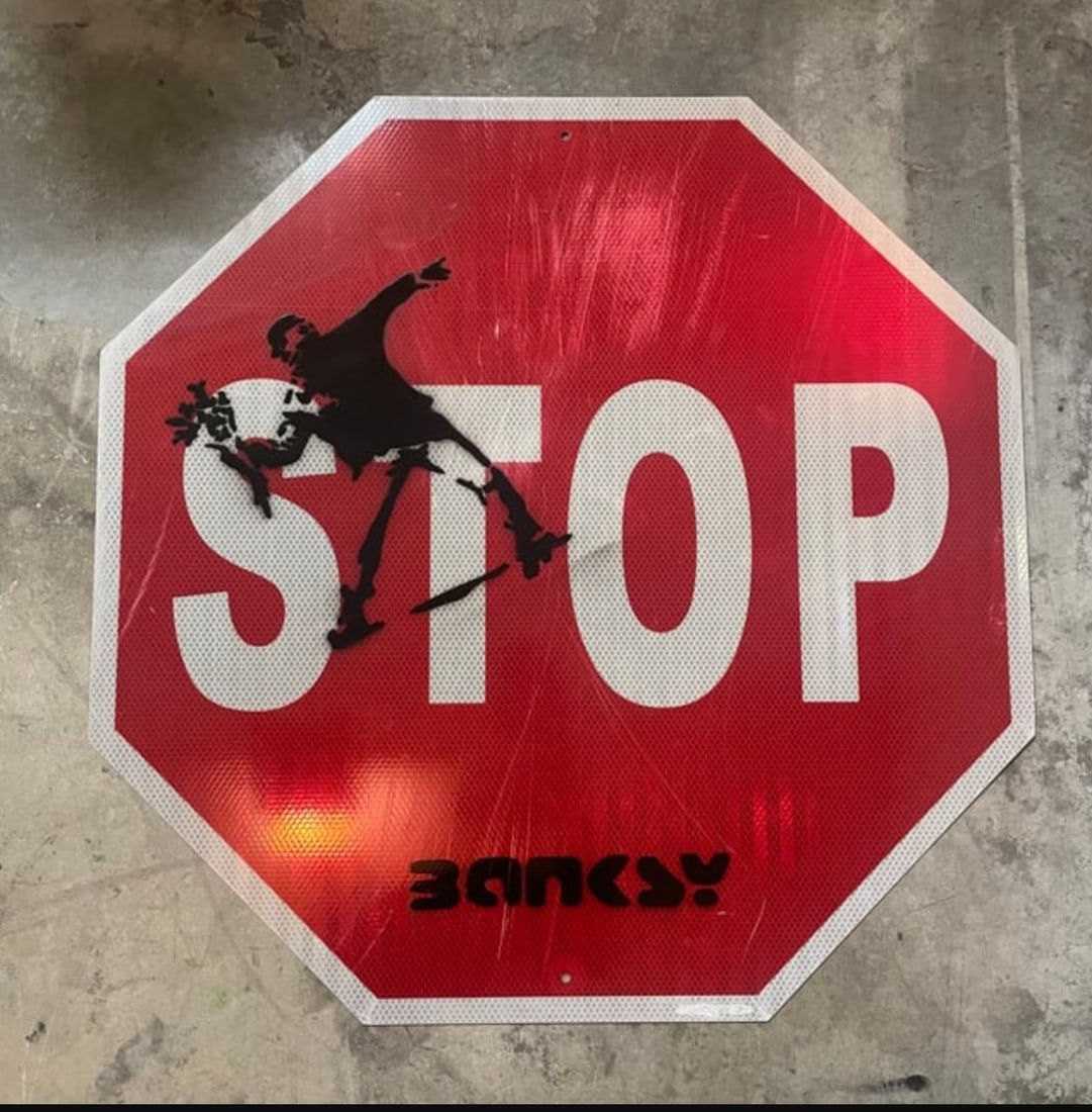 Attributed to BANKSY Stop Sign (1 of 1)